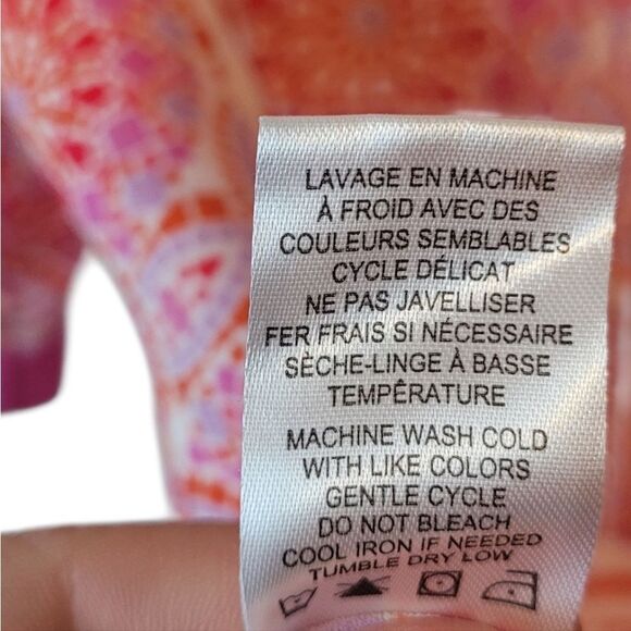 Alex & Lili Women's Pink & Orange Geometric Flowy Button Down Shirt Size M - Picture 5 of 6